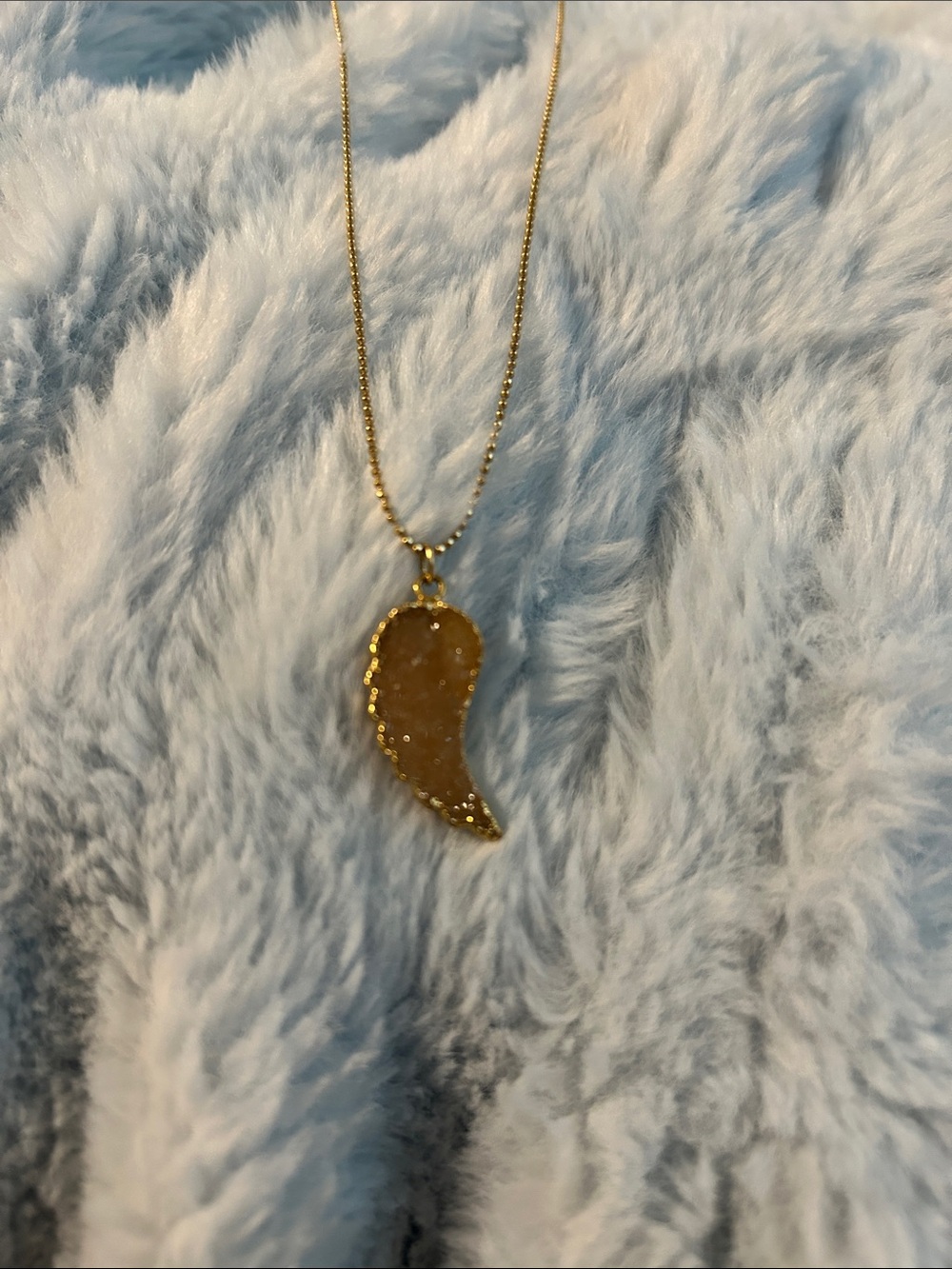 Love Tatum Gold Druzy Angel Wing Pendant Necklace